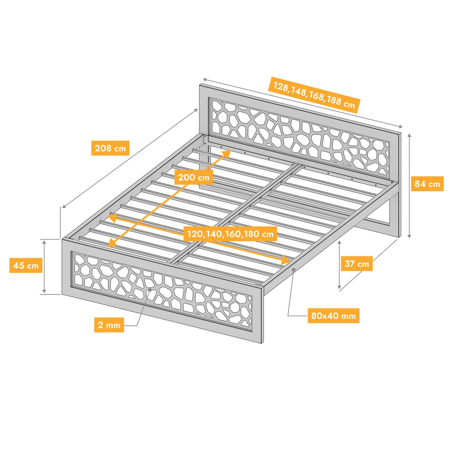 Metallbett Ryka Perfor M19 – stabiles Bettgestell Metall