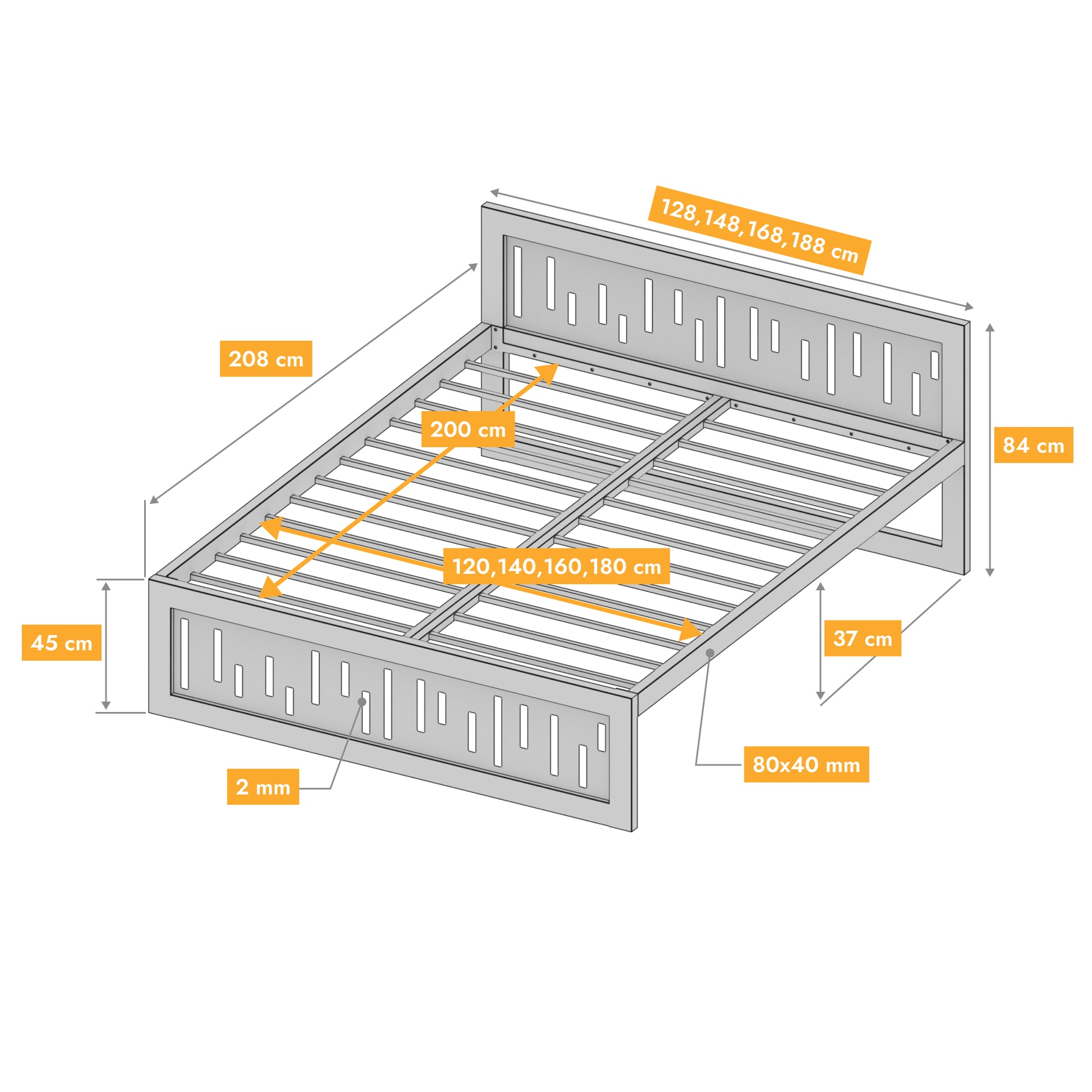 Metallbett Ryka Perfor M23 – stabiles Bettgestell Metall