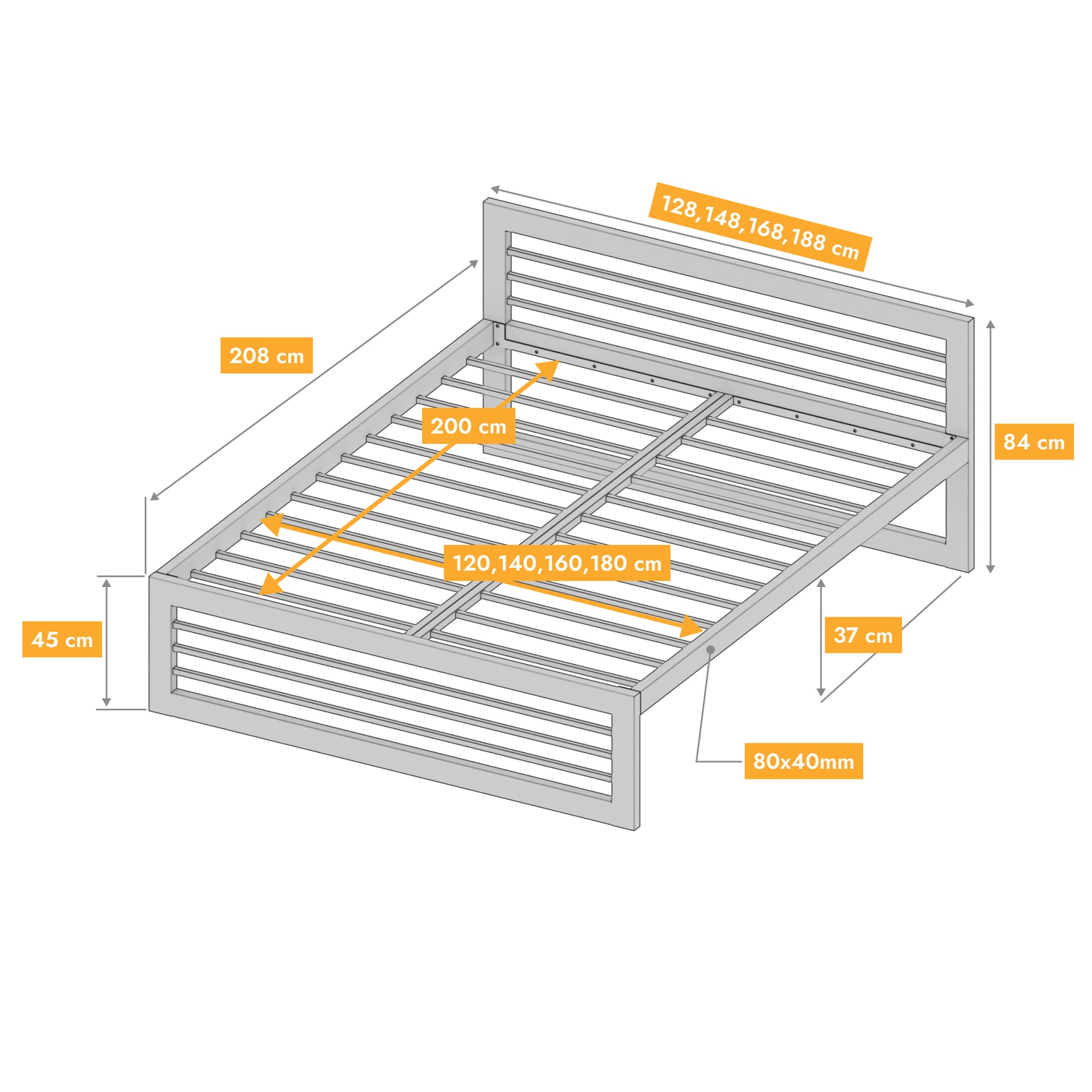Metallbett Ryka Horizont – stabiles Bettgestell Metall
