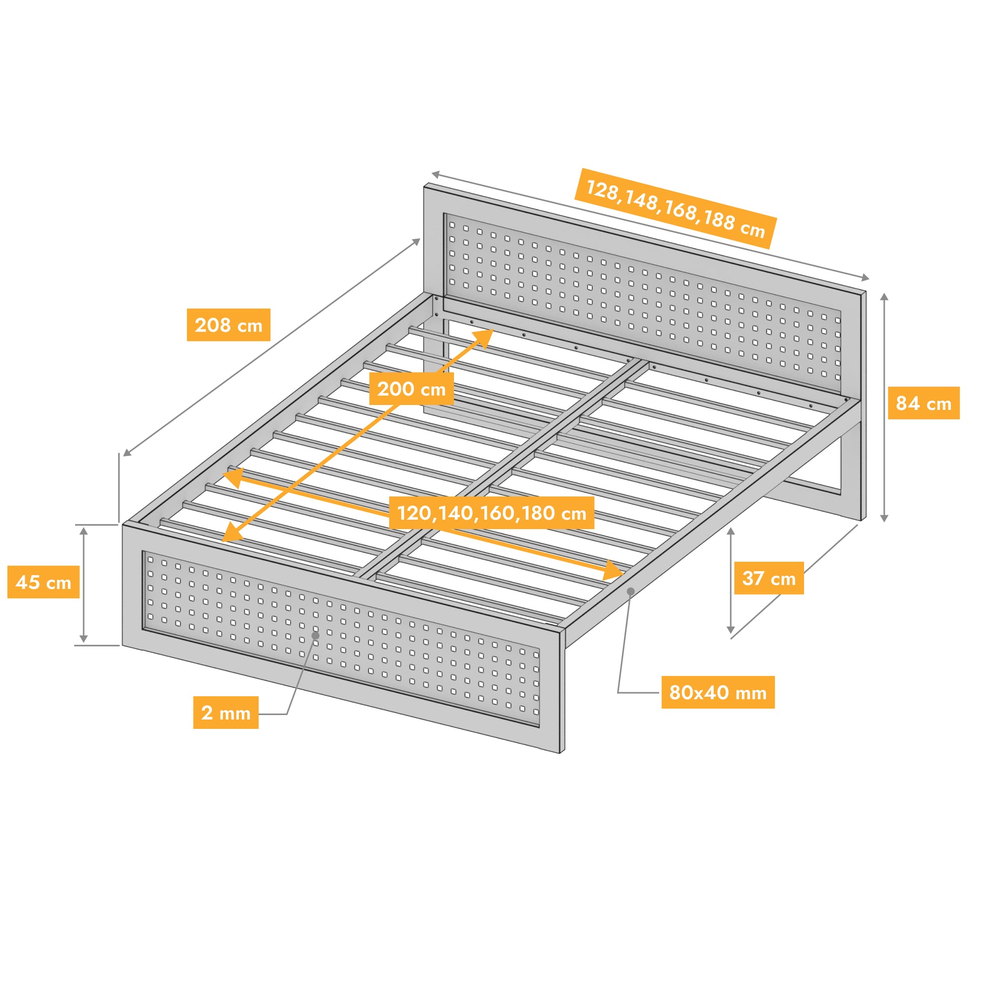 Metallbett Ryka Perfor M18 – stabiles Bettgestell Metall
