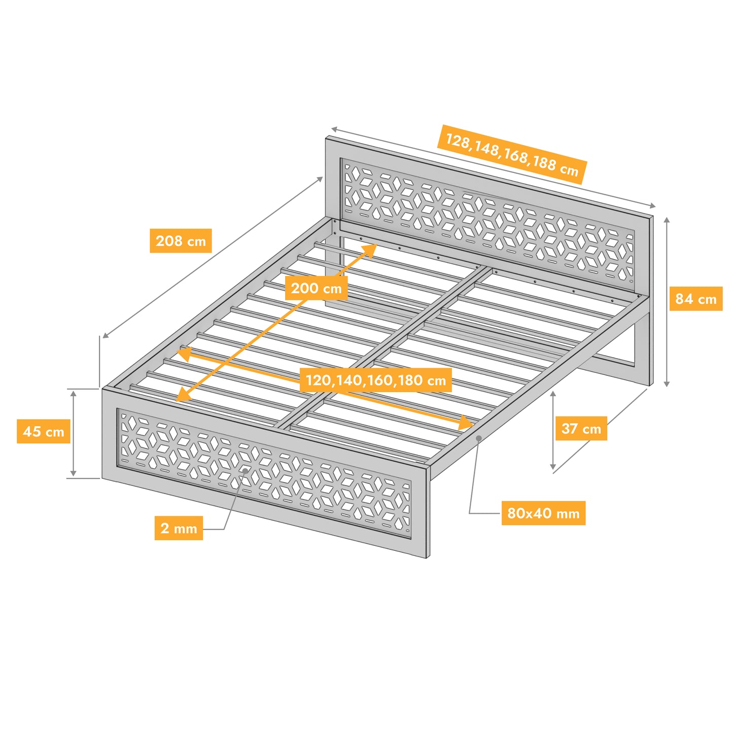 Metallbett Ryka Perfor M7 – stabiles Bettgestell Metall