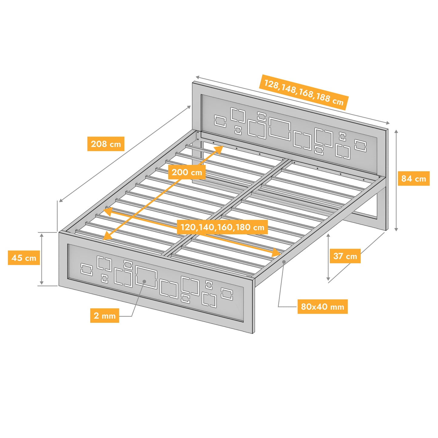 Metallbett Ryka Perfor M12 – stabiles Bettgestell Metall
