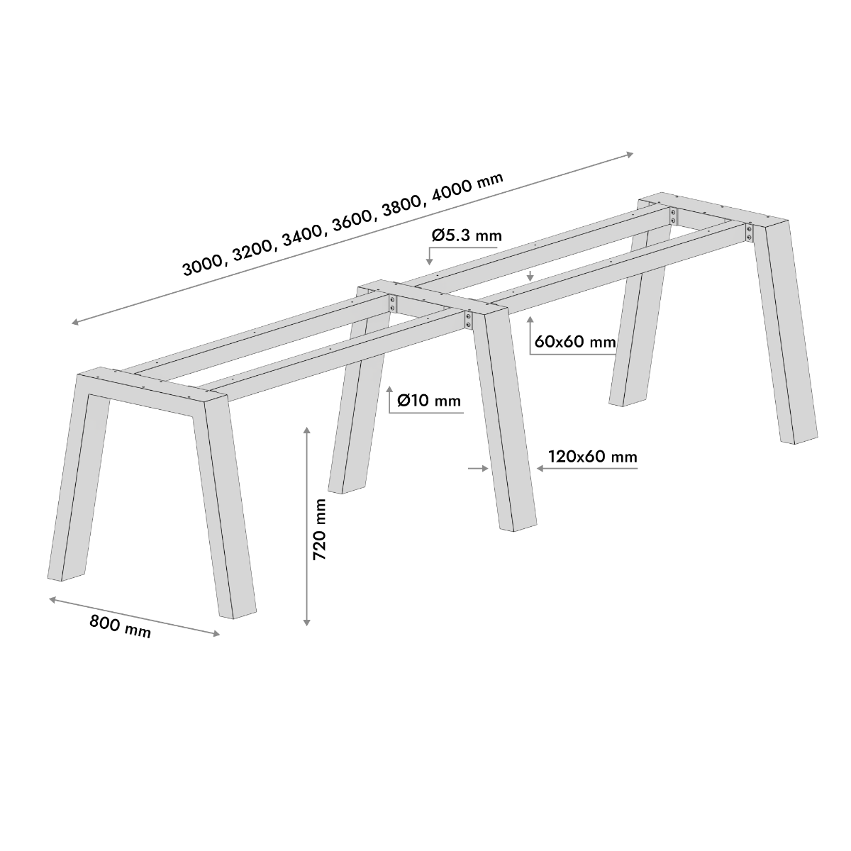 Tischbeine aus Metall Thusia Extreme Long