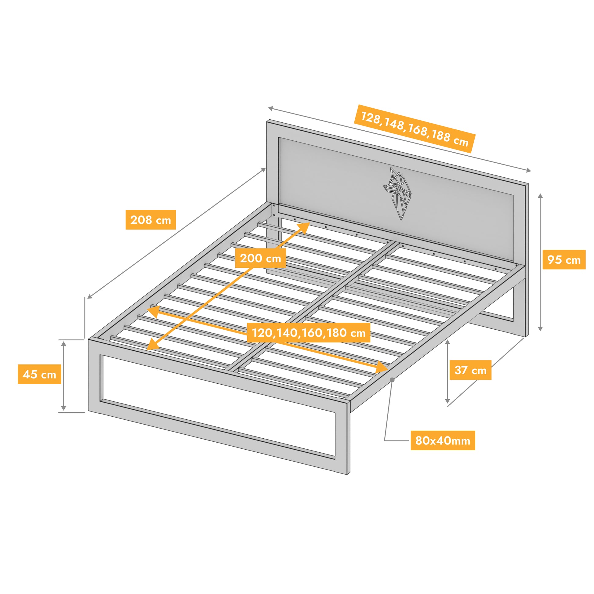 Metallbett Ryka Standard M6 – stabiles Bettgestell Metall
