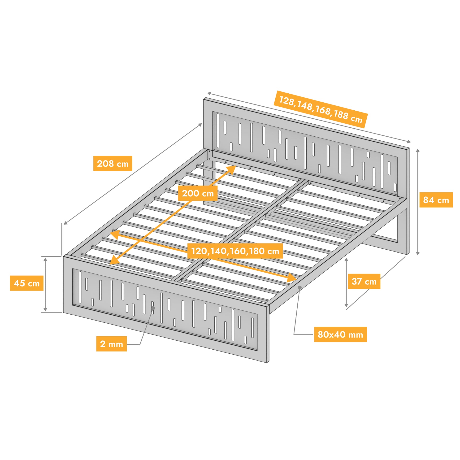 Metallbett Ryka Perfor M5 – stabiles Bettgestell Metall