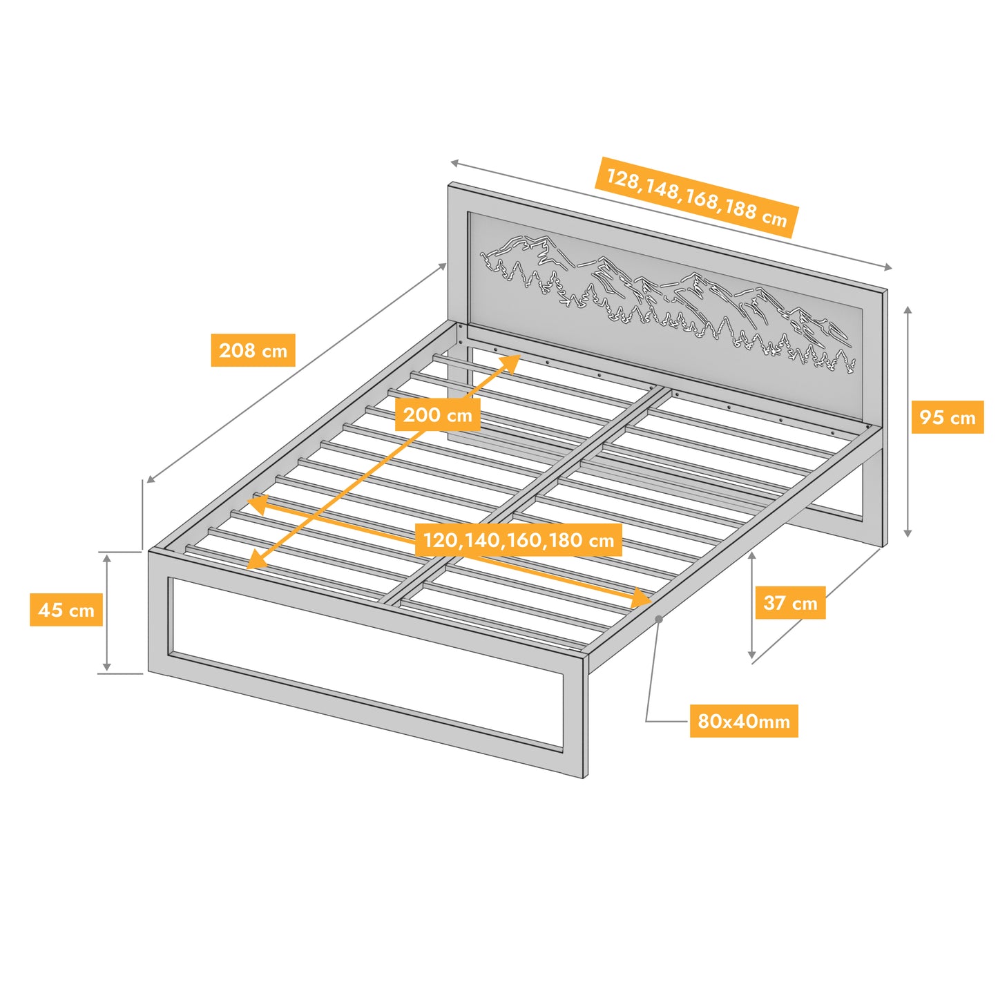 Metallbett Ryka Standard M3 – stabiles Bettgestell Metall